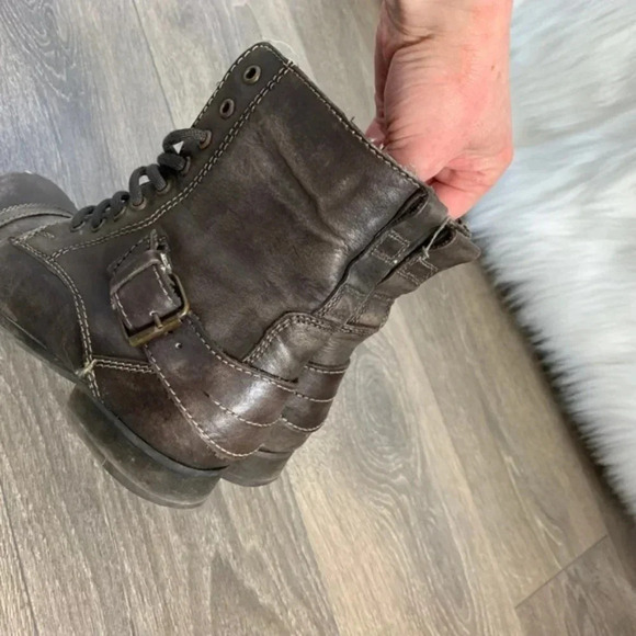 Aldo Women's Combat Moto Biker Boots Army Utility Brown Buckles Zipper Size 5 - Picture 12 of 14